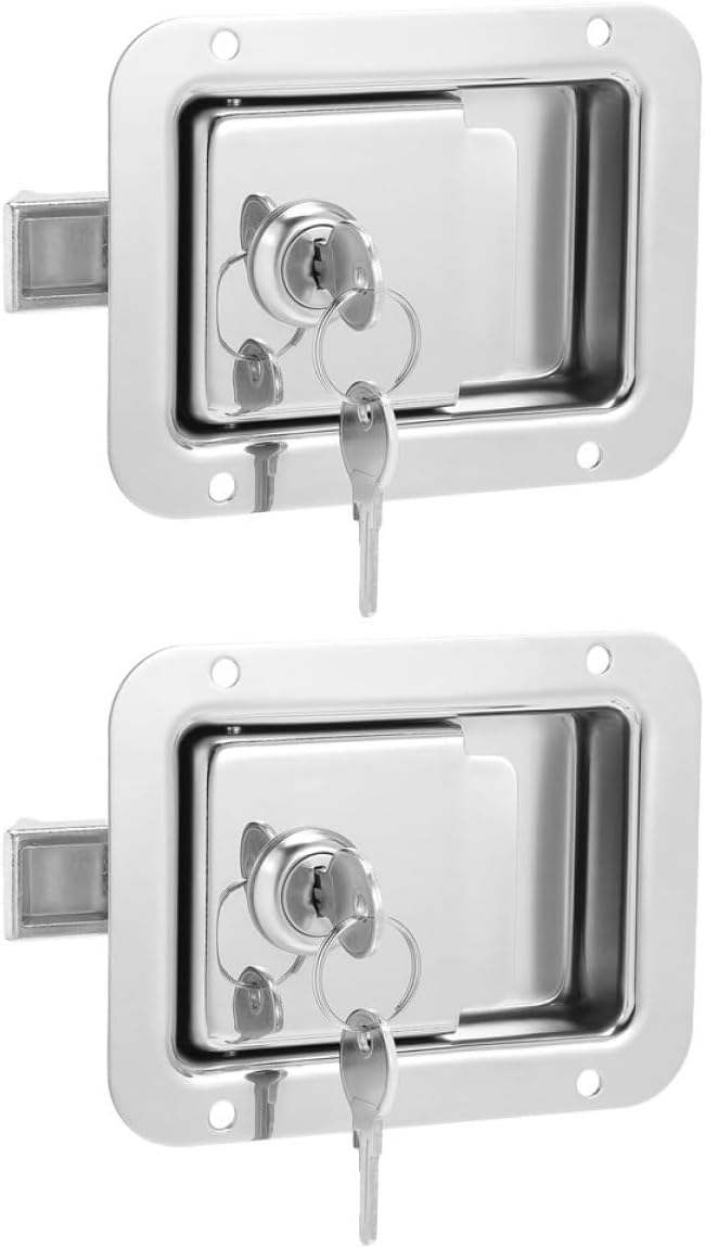 2pcs Stainless Steel Trailer Latch Paddle Handle Lock Flush Mount Toolbox Rv Door Latch Panel for Vehicle Security