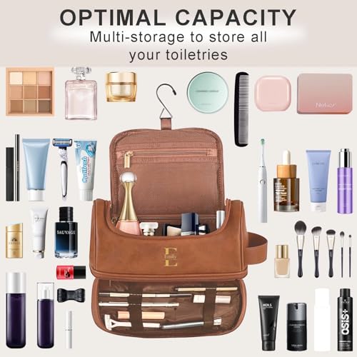 Personalized Toiletry Bag for Men, Custom Large Capacity Leather Travel Toiletry Dopp Kit, Engraved with Pattern and Text, Gifts for Him, Groomsmen, Birthday, Graduation, Anniversary, Christmas3