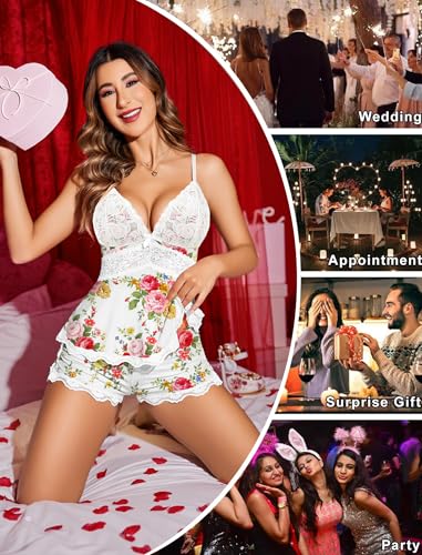 Image of Avidlove Womens Sweetness Cami Set Lace Camisole Lingerie Nightwear Sexy Pajamas Lounge Sets