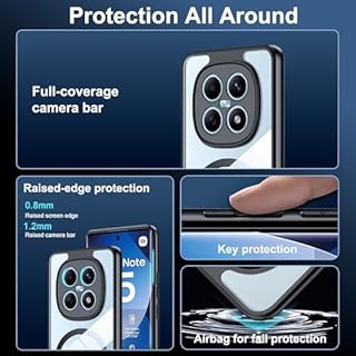 Rojeuinn Cover per protettiva Xiaomi Redmi Note 15 4G/5G, custodia protettiva rigida in PC con funzione di aspirazione magnetica,tocco confortevole,anti-caduta,antiurto,anti-impronta -Trasparente