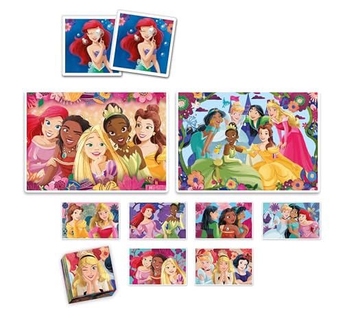 Clementoni Edukit Disney Princesses Coffret apprentissage 4 en 1 2 puzzles 1 mémo 1 jeu de 6 cubes Fabriqué en Italie - vue 2