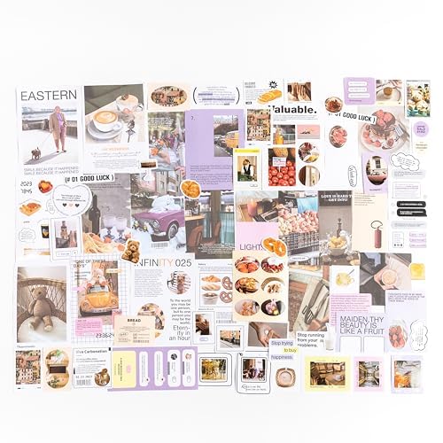 Alideco 200pcs Vintage Scrapbook Supplies Pack for Art Journaling Bullet Junk Journal Planners DIY Paper Stickers Craft Kits Notebook Collage Album Aesthetic Cottagecore Picture Frames (huanghunrimu)