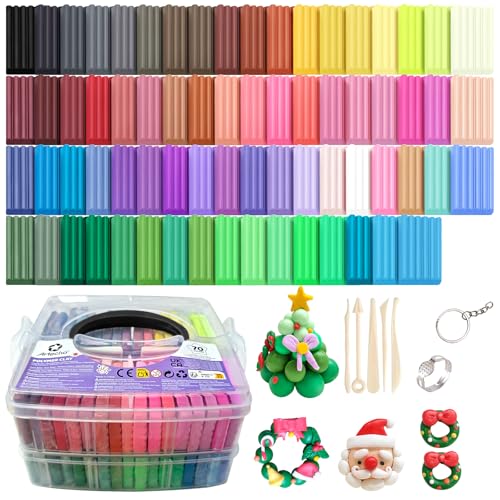 Artecho Polymer Clay Kit, 70 Farben Oven Bake Modellierung Clay Kit mit 5pcs Clay Sculpting Tools und Zubehör für DIY, Schmuck Design, Home Decoration und Kunst Skulptur