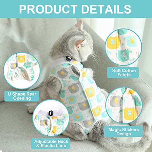 HACRAHO-Cat-Recovery-Suit-1-PCS-Elephant-Pattern-Thin-Cotton-Cat-Recovery-Kit-Breathable-Cat-Surgery-Protective-Shirt-After-Recovery-Surgery-for-Small-Cats-and-Puppies-M