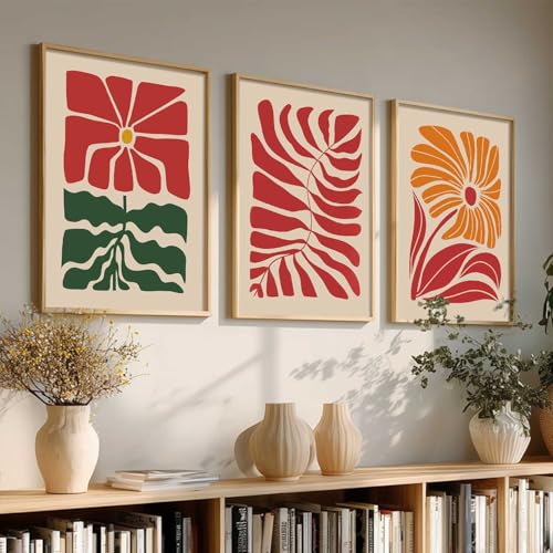 Image of kotart Home Decor Boho Painting Decorative Wall Art poster With Frame For Living Room Bed Room Hotel Wall Decor Digital Reprint Set of 3 (19X25 inch)
