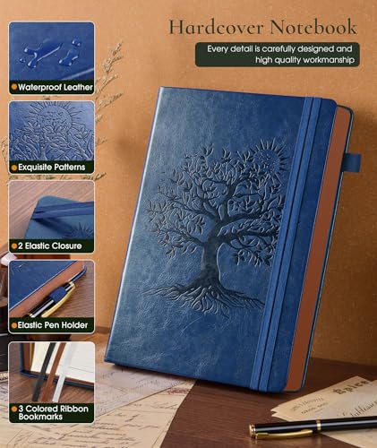 Image of Vintage Leather Journal with 300 Numbered Pages,A4 Lined Journal for Men Women,Daily Journals for Writing,College Ruled Notebook for Work,School,Note taking,Travel Diary,Large (8.5 inch X 11.3 inch)