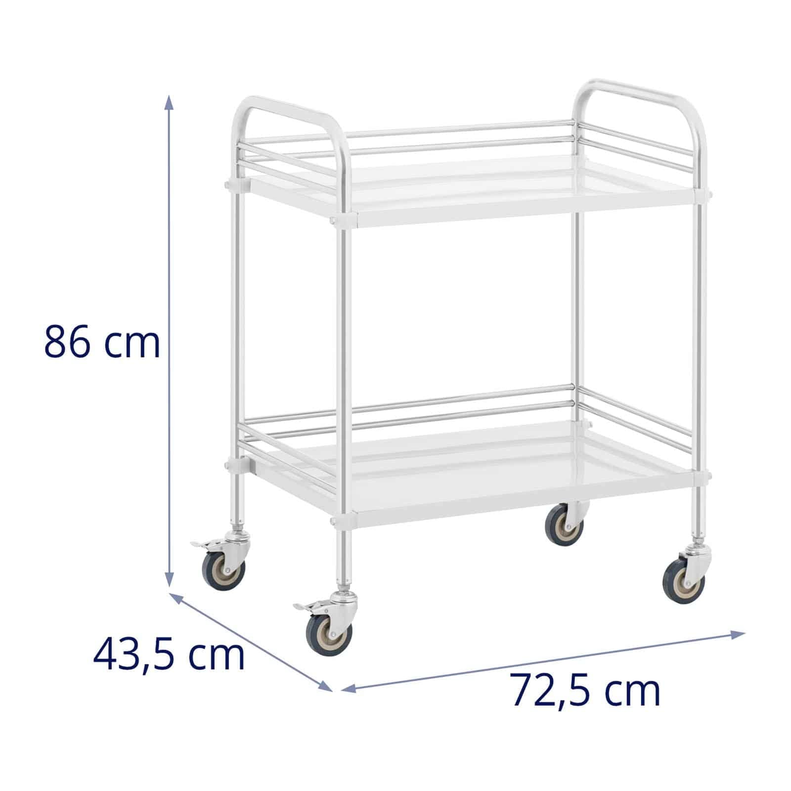 Steinberg Systems SBS-LF-143 Carrello da laboratorio - Acciaio inox - 2 ripiani da 63 x 40 x 12,5 cm - 20 kg