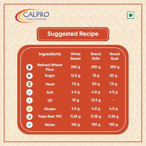 Image of Calpro's Taqa Best 100 - 250G | Multipurpose Bread Improver | Enhances Dough Rise, Crust & Freshness | 100% Vegetarian