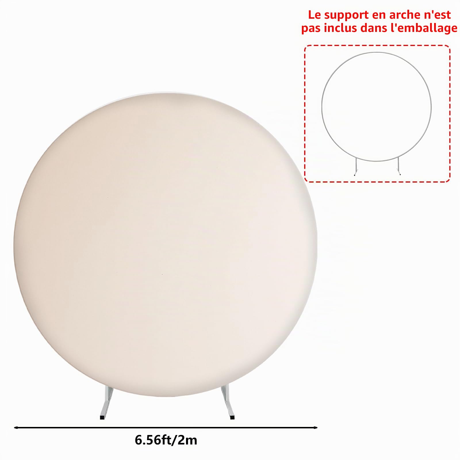 MEHOFOND Arrière-plan circulaire beige pur de 2 mètres (6,56 pieds) pour anniversaire, baby shower, mariage, décoration de fête personnalisée, bannière d'arrière-plan, accessoire de photographie de