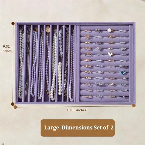 Image of Large Velvet Jewelry Tray Display Drawer Inserts 2 Pack