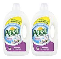 Lot de 2 x 37 lavages Linge éclatant de fraîcheur et incroyablement propre Parfum léger et fleuri Format en bouteille de 2,59L : jusqu’à 37 lavages, toujours à petit prix PERSIL Lessive au savon de Marseille Disponible en lessive liquide, capsules, c...