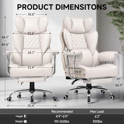 Image of GTPLAYER Gaming Chair,Office Chair with Pocket Spring Lumbar Support, Ergonomic Comfortable Wide Office Desk Computer Chair with Outward Fixed Soft Armrests and Footrest（Beige）