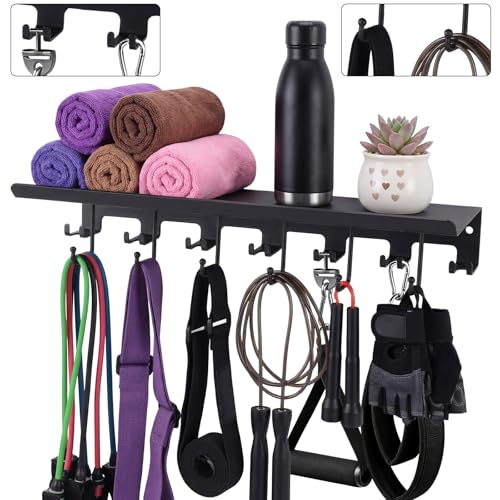 Novabright Double Row Hooks Floating Shelf Compatible with Tonal Accessories, T-bracket Lock Adapters Hanger, Wall Mount Home Gym Storage Rack for Fitness Equipment