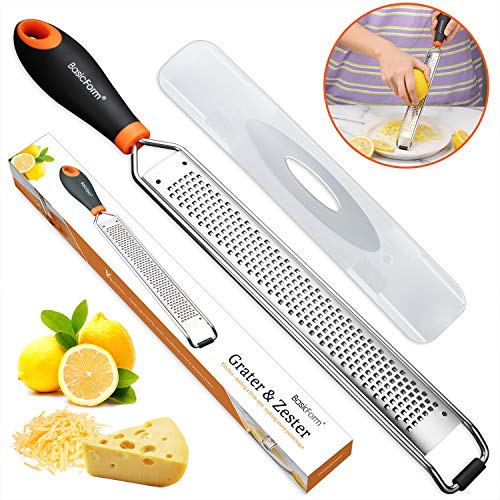 BasicForm - Rallador de queso con hoja grabada ácida sin esfuerzo para rallar limón, jengibre, patata, mango suave