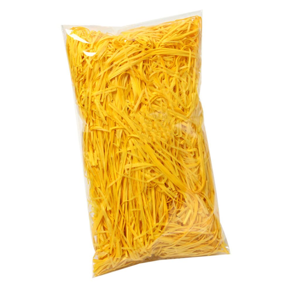 JINZOFLY Raffia Paper Shreds, 100g Shredded Paper for Gift Box, Crinkle Cut Paper Shred Filler for Gift Wrapping & Basket Filling(Yellow)