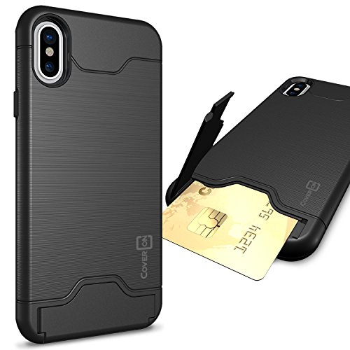 CoverON Credit Card Holder Protective SecureCard Series for Apple iPhone X Case, Black