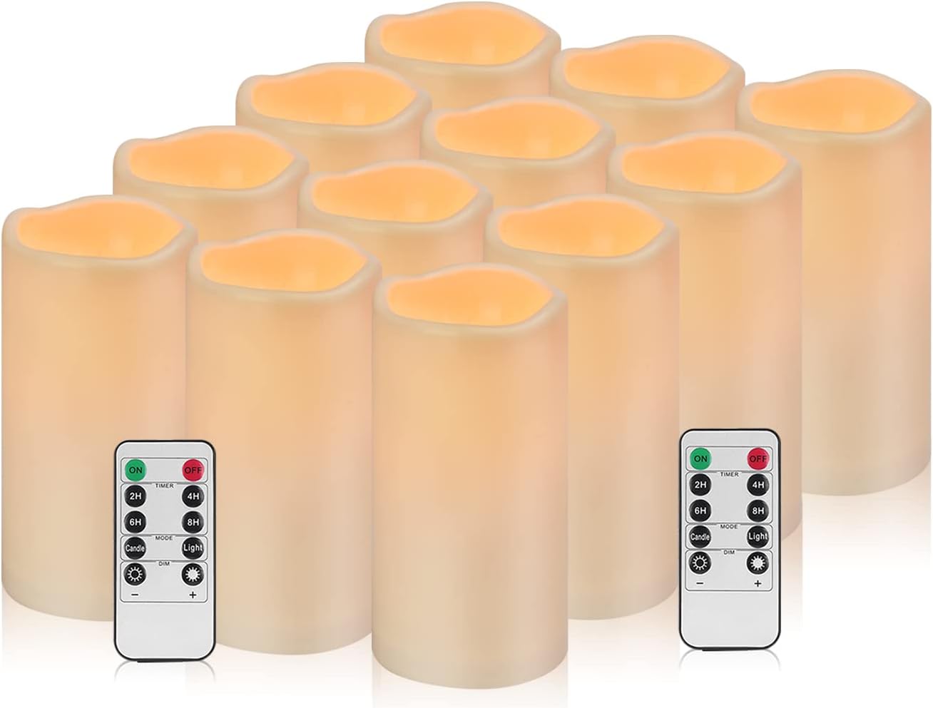 Artmarry Flickering Flameless Candles 12 Pack Large (D 3.0