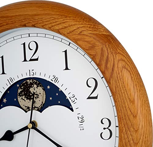 JUSTIME 14-inch Oak Moonphase Wall Clock