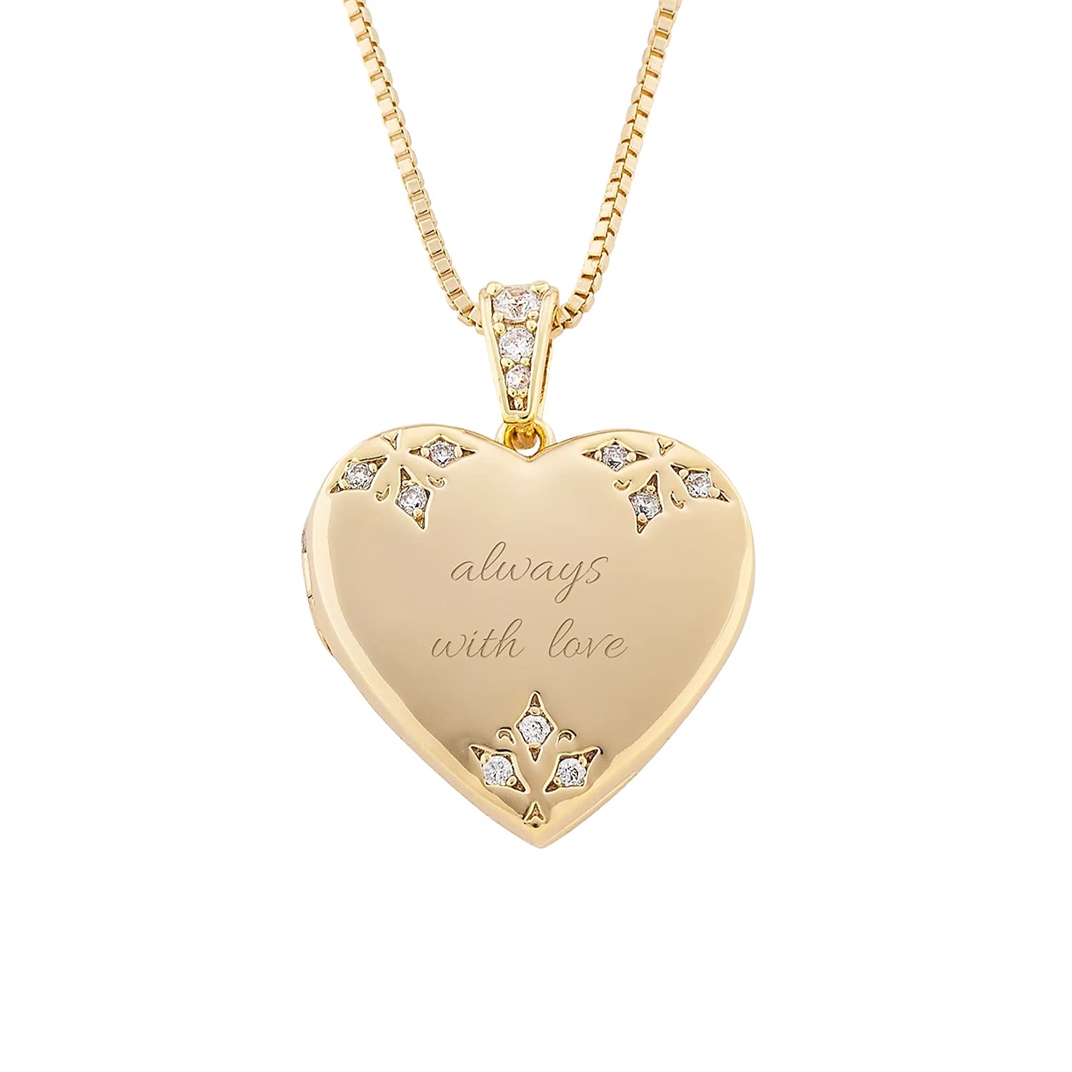 Gold Tone Pave Heart Locket (Free Customization) - Things Remembered