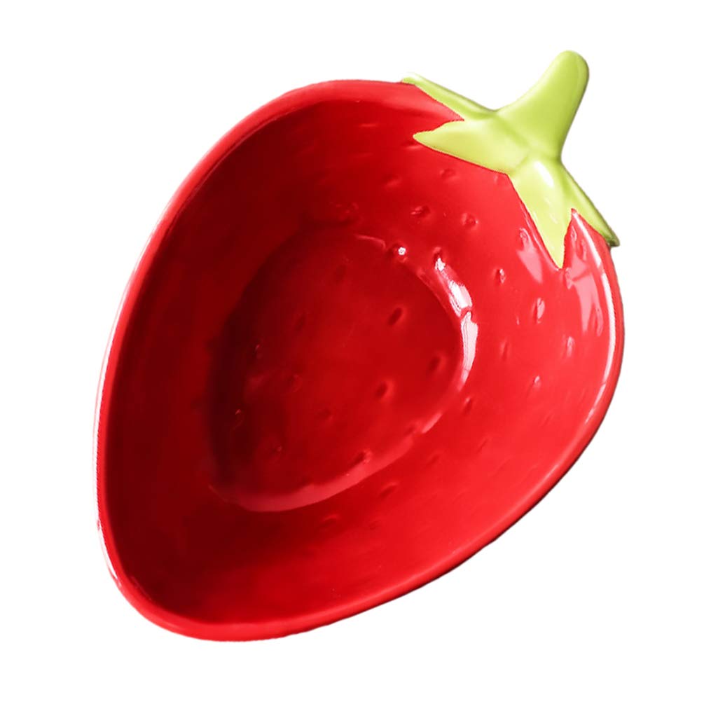 DOITOOL Ceramic Salad Bowl Cereal Bowl Pasta Bowls Strawberry Shaped Bowls for Soup Fruits Dish Kids Food Container