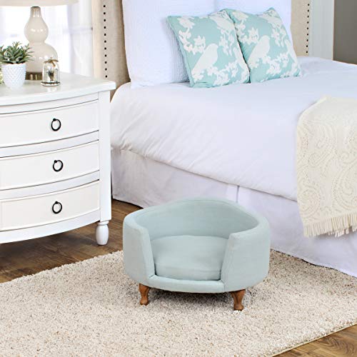 Homepop Home Decor | Upholstered Curved Pet Bed | Luxury Cat & Dog Beds & Furniture | Round Pet Bed Created With Stain Resistant Fabric, Light Green #TOP3