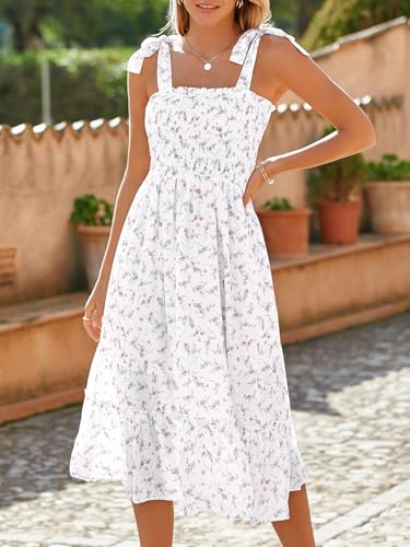 Imily Bela Womens Summer Floral Dress Tie Strap Boho Smocked Ruffle A Line Beach Sun Long Maxi Dresses4