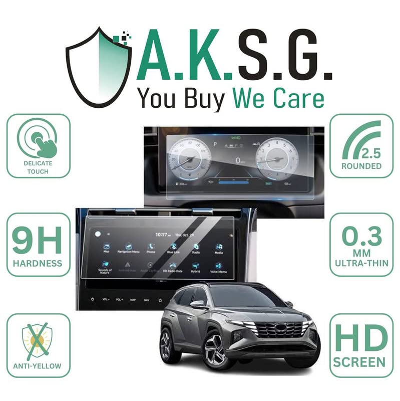 Image of A.K.S.G. Screen Guard Compatible With Hyundai Tucson Cluster & Infotainment Combo 10.1 Inch [2023-Running] [Transparent]