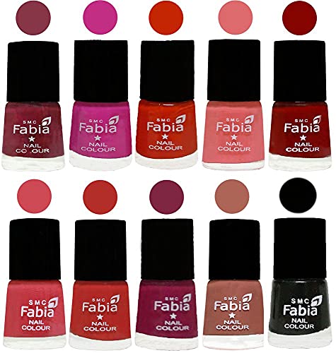 Image of ALL IN ONE (PACK OF 10), Long Lasting Glossy Nail Polish, 6 ml Each, All Vibrant Colours,02298
