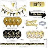 50th Birthday Decorations Set, 18Pcs Black Gold Balloons Kit with Sash, Banners, Triangle Flags, Cake Topper, Black Gold and Sequin Balloons for Men Women 50th Birthday Party Decorations Supplies - Image 2