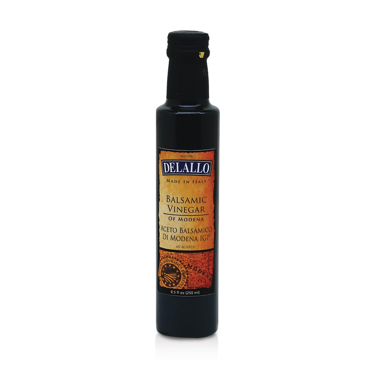 DeLallo Balsamic Vinegar of Modena Aged, 8.5 Ounce Bottle, Aged 9 Months, Balsamic For Salads, Marinades, and Glazes, Made in Italy
