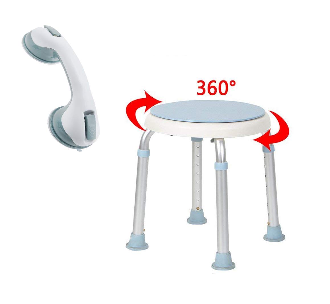 Froadp Taburetes de Baño de Aluminio, Asiento de Ducha con Asas, Silla de Ajustable en Altura sin Respaldo, Taburete con Pies Antideslizantes Carga 136KG para Mujeres Mayores Embarazadas(Tipo A)