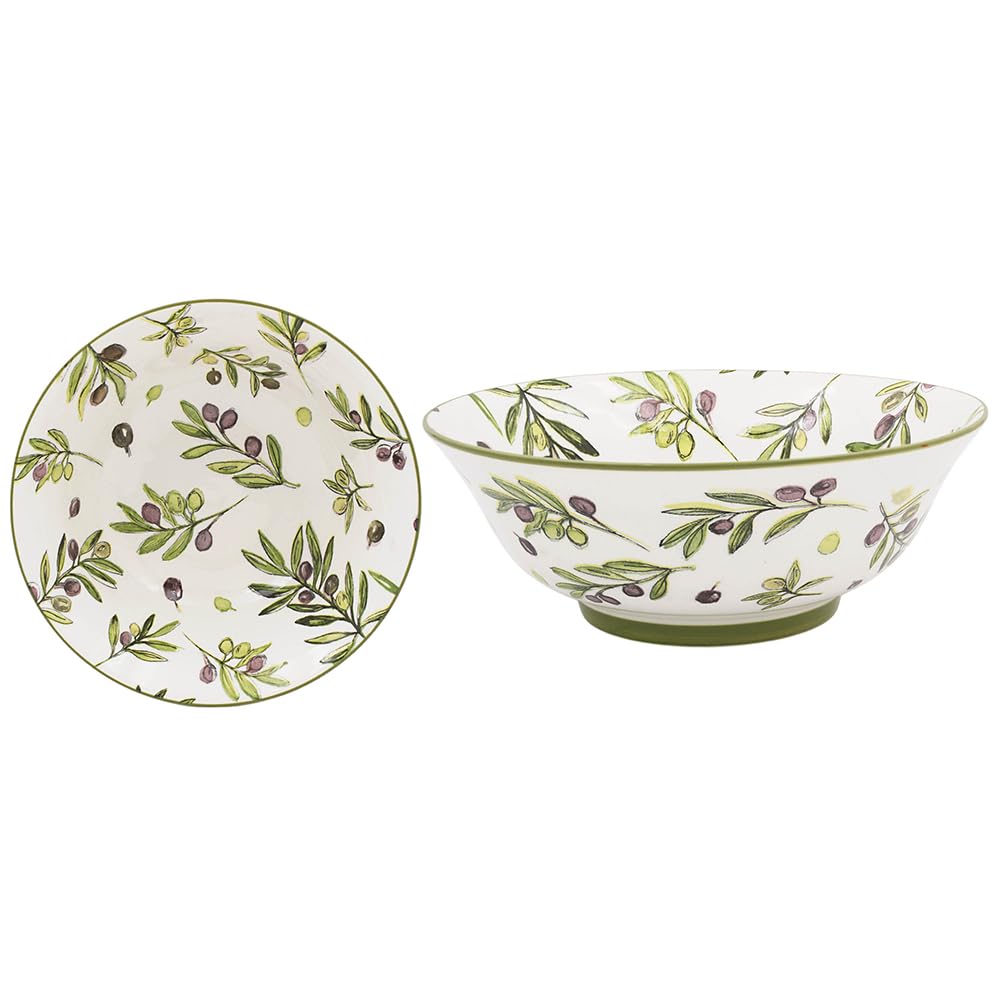 The Leonardo Collection Olive Grove By Jennifer Rose Stoneware Olive Grove Bowl 21Cm for Home and Restaurants | Microwave & Dishwasher Safe Everyday Crockery for Cereal, Pasta, Noodle, and Fruits