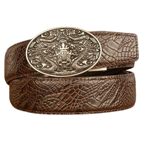 Ceinture cowboy western marron en cuir avec boucle automatique et système à cliquet