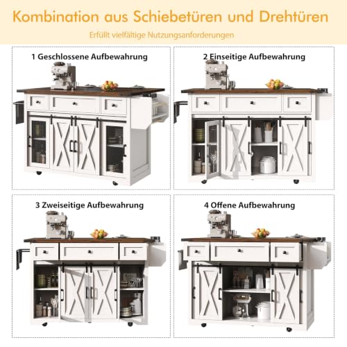 Desserte de cuisine avec prises intégrées et grand plateau extensible en MDF - 7