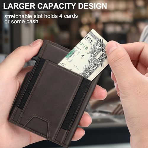 Image of Wallet for Men Wallet with Slim Pop Up Card Holder 9-13 Cards, Bifold Minimalist Smart Wallet RFID Blocking Credit Card Holder with ID Window & Stretchable Cash Slot Compact Metal Aluminum Card Case