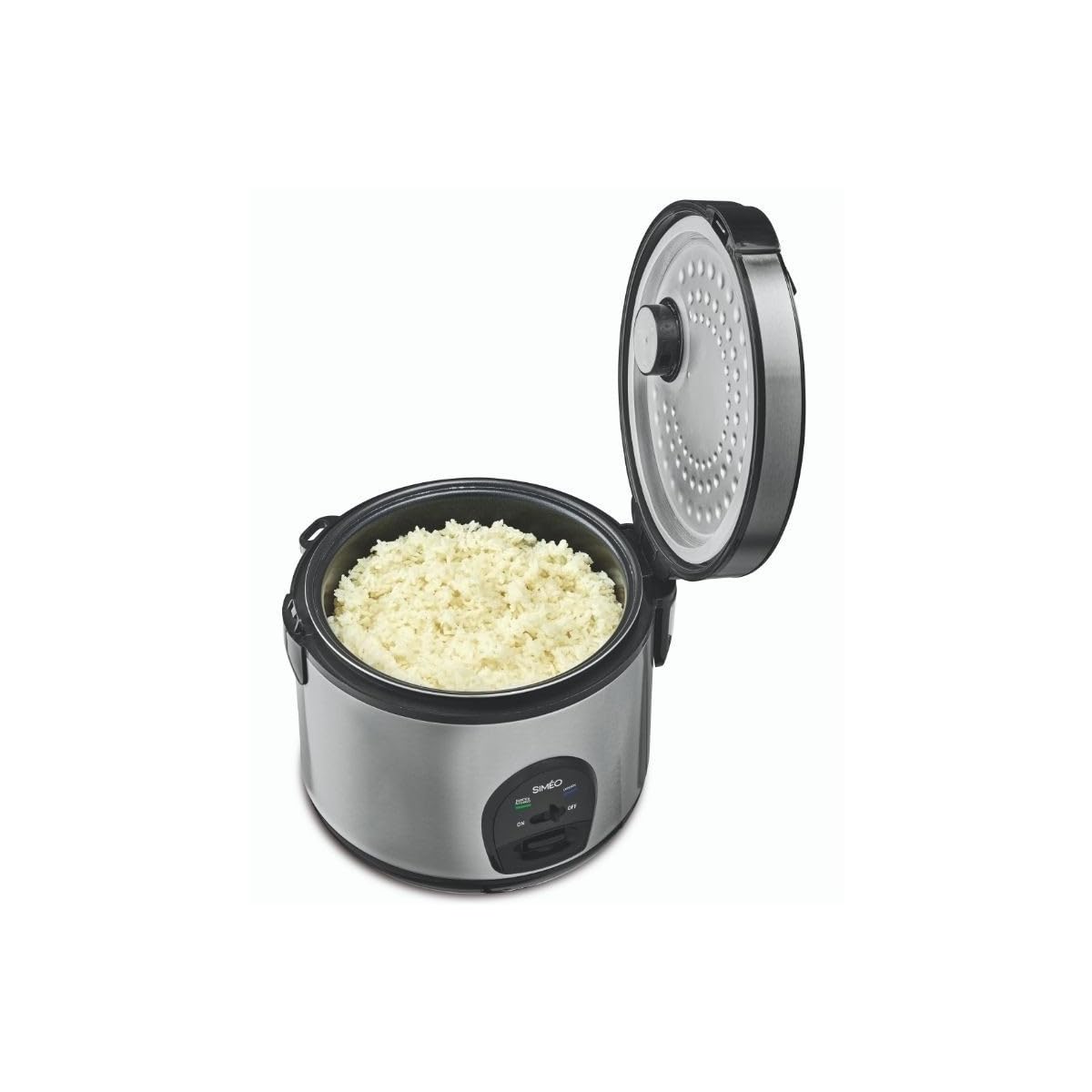SIMÉO Cuiseur à Riz - Avec Panier Vapeur, cuisson homogène - Maintien au Chaud Automatique - 2 kg de Riz Cuit - Valve Vapeur - Collecteur de Condensation - Inox