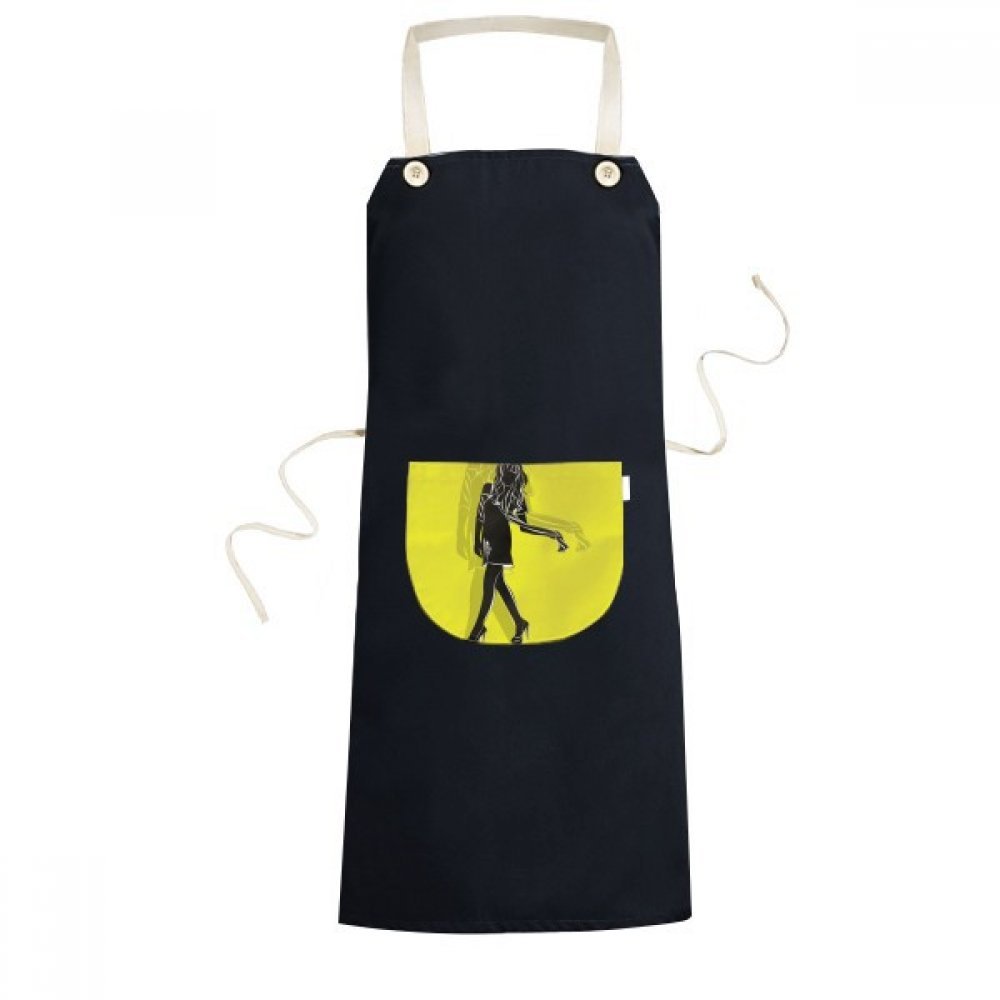 Tablier bavoir de cuisine noir à motif silhouette femme pour cuisiner au quotidien