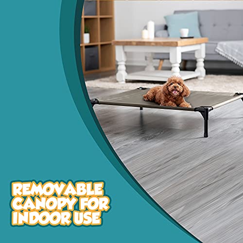 Petlicity Elevated Dog Bed with Canopy - Large Raised Dog Bed Pet Cot with Removable Shade for Indoor Use - Waterproof, Breathable and Portable Sun Lounger Outdoor Dog Bed for Pets (92x76cm) - Image 8
