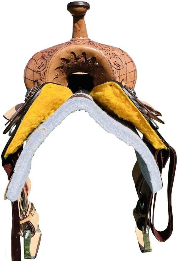 Horse Saddle Leather Western Barrel Racing Handmade Premium Comfort Horse Saddle for Best Riding Trail Equestrian Tooled Carved Size: 10-18 inches Seat Available, UG02