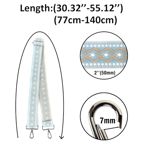 Image of Purse Strap Replacement for Crossbody Bags & Handbags | Premium Webbing with Silver Hardware Clip-On Installation Adjustable Length Comfortable Wide Guitar Style Strap