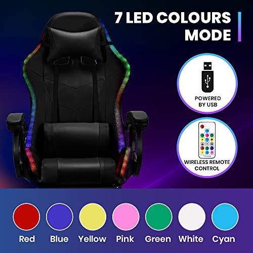 image for Furb Gaming Office Chair Executive Computer RGB LED Light 7-Point Mass