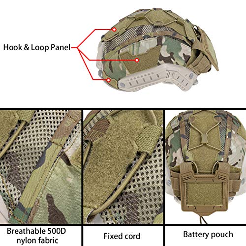 Idogear Tactical Helmet Cover With Battery Rear Pouch For Fast Helmet Size M/L & L/Xl Military Paintball Hunting Shooting Gear - 500D Nylon #TOP2