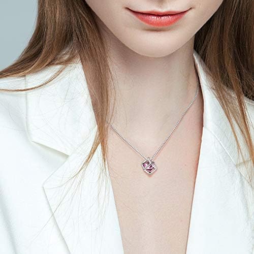 Aurora Tears Birthstone Necklace/Earring 925 Sterling Silver Women Cross/3D Cube/Cresent Moon Birth Stone Jewelry Mens Birthday Gift Anniversary Present - Image 5