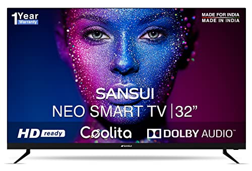 SANSUI Neo 80 cm (32 inch) HD Ready LED Smart Linux TV with Bezel-Less Design and Dolby Audio (Midnight Black)  (JSWY32CSHD)