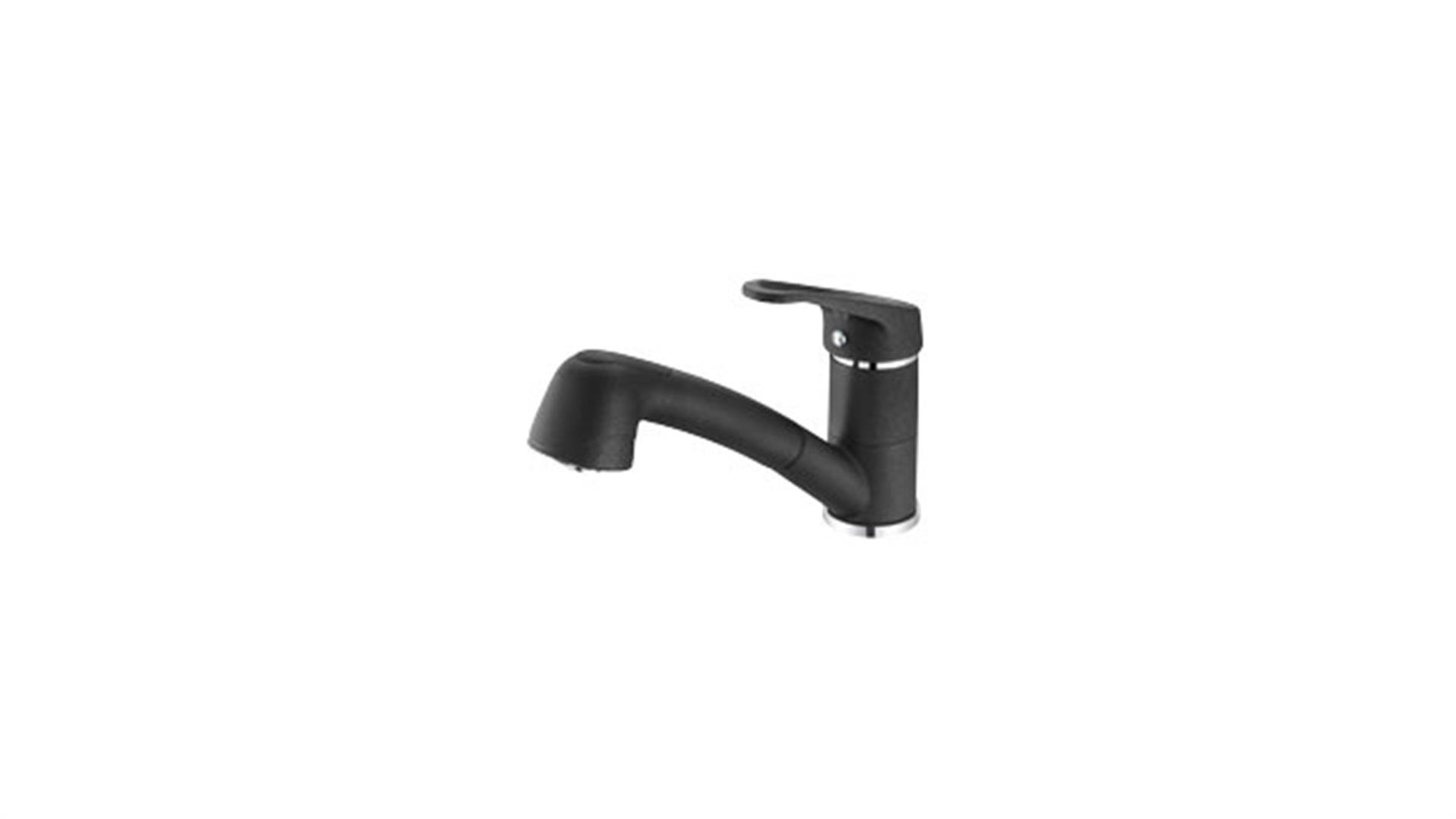 Franke 115.0275.358 High Pressure Kitchen Tap Made of fragranite with Pull-Out spout and Shower Function Senga-Onyx
