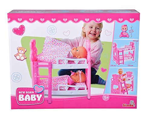 Simba New Born Baby Lit superposé avec 2 oreillers et Couverture pour Toutes Les poupées de 30 cm, 39 x 28 x 38 cm, à partir de 3 Ans