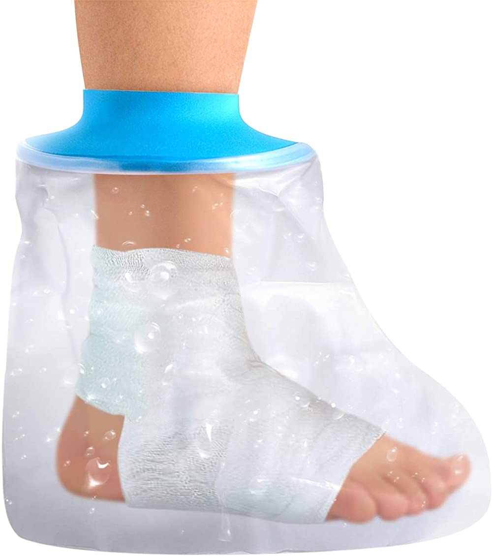 Waterproof Foot Cover, ELECDON Cast Covers for Shower Adult Foot, Waterproof Foot Cast Wound Cover Protector for Shower Bath, Soft Comfortable Watertight Seal to Keep Wounds Dry, Bathing