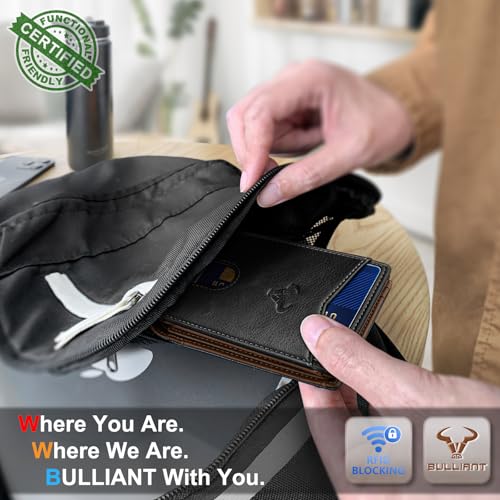 Image of BULLIANT Men Slim Leather Pocket Wallet Bill Holder 11Cards-Genuine Leather | RFID Blocking | Easy Access | Gift Boxed