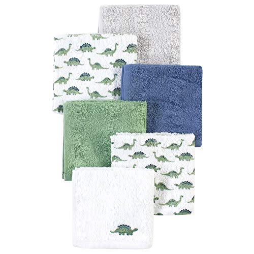Image of Luvable Friends Unisex Baby Super Soft Cotton Washcloths, Dinosaur, One Size