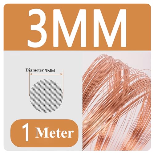 COYOUCO Pure Copper Wire, 3/3.5/4/4.5/5Mm Diameter, 1M Length, Bare Solid Copper Wire for Crafting, Jewelry, Electrical, Industry,3mm*1m